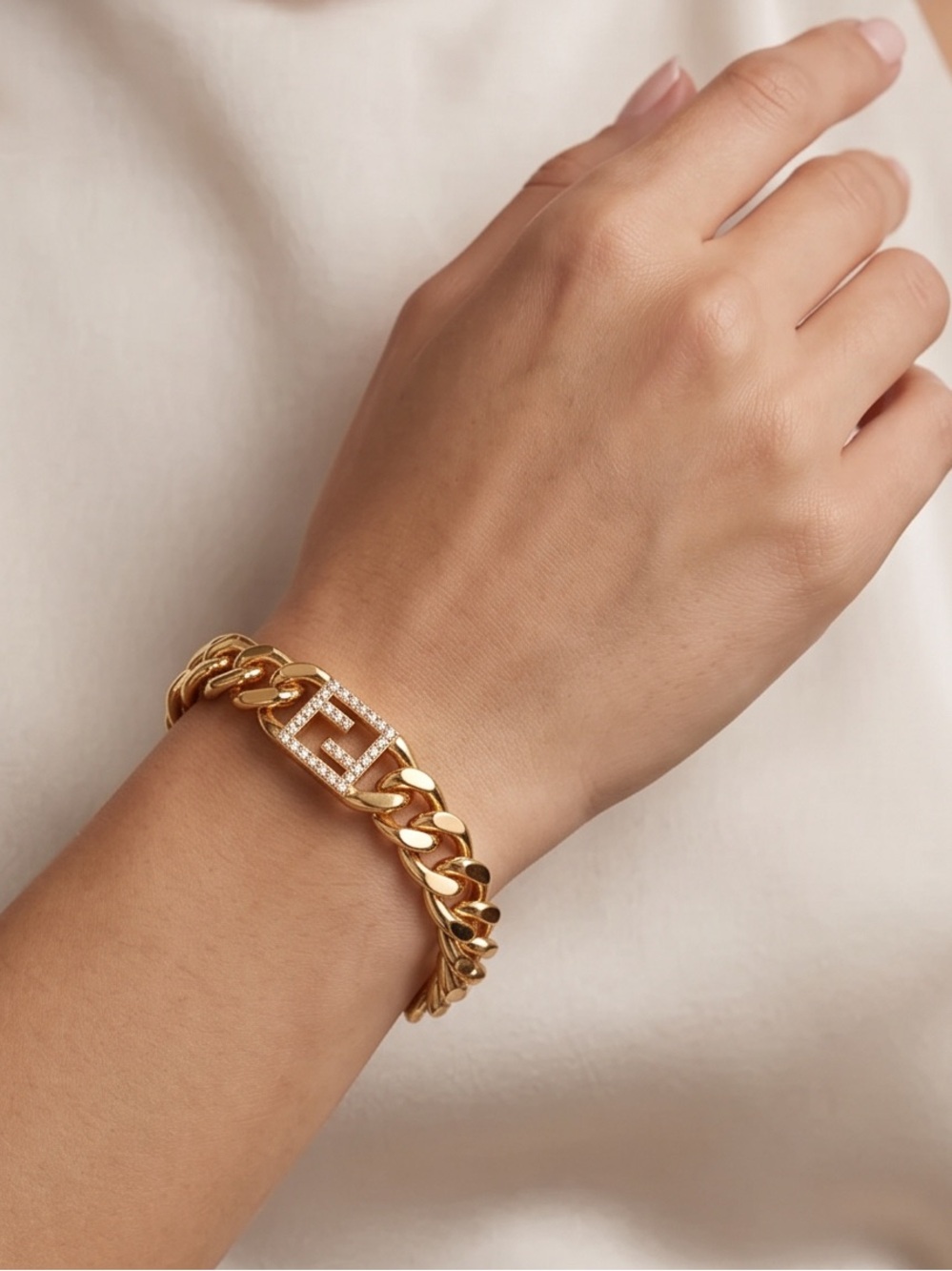 Unbranded Upcycled Gold PavƩ Cuban 8 inch Link Bracelet unisex